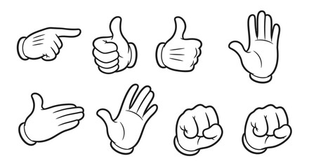 Fototapeta premium Collection of Hand Gestures Including Thumbs Up and Pointing, isolated white background