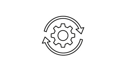 Obraz premium Gear Rotation Process Sync Line Icon Vector Illustration