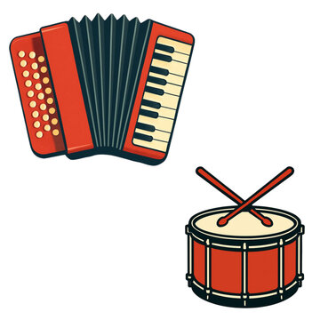Instrumentos musicais de forr&oacute; sanfona e zabumba