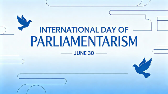 Peace doves and abstract lines represent the concept of peace, democracy, and dialogue conveyed on International Parliamentary Day, and are suitable for themed promotional posters
