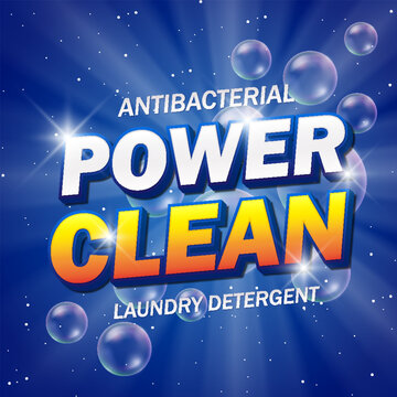 power clean logo text for soap detergent laundry product typography editable text effect font style template banner design