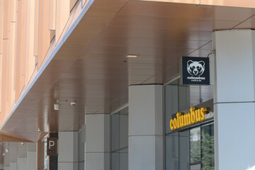 Naklejka premium signs outside Columbus Café & Co located at 530 Front St W, Toronto (Portland Commons)