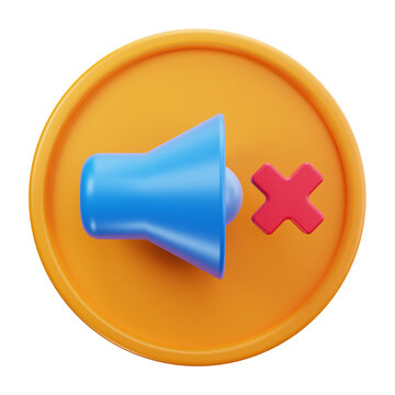 3D Mute Speaker Audio User Interface Icon