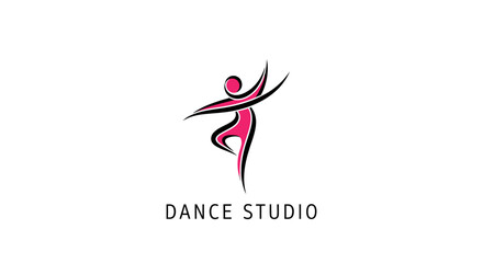 Fototapeta premium Elegant Dancer Silhouette - Modern Dance Studio Logo Concept
