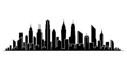 Obraz premium City skyline silhouette with tall buildings.