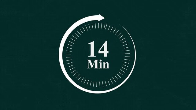 14 minute digital countdown timer with circular progress bar motion for time management presentations and productivity apps featuring a sleek