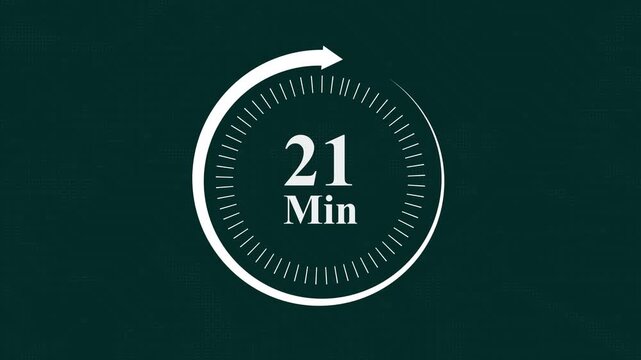 21 minute countdown timer digital clock with circular progress indicator for time management presentations and productivity tracking applications