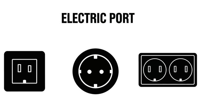 Three electrical outlet silhouettes on white background vector graphic