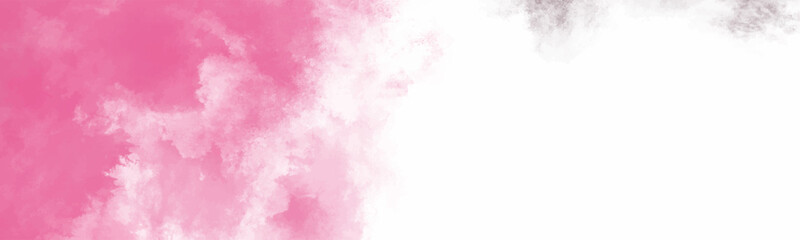 Obraz premium Bright pink and soft rose watercolor paint clouds and smudges on a white background for feminine and artistic designs