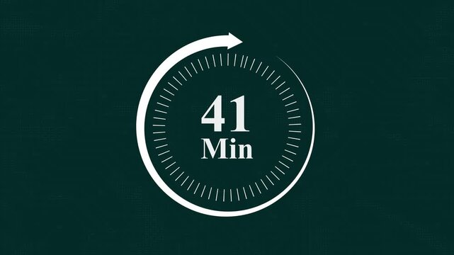 Digital countdown timer displaying forty one minutes remaining on a sleek dark green circuit board background time management presentations