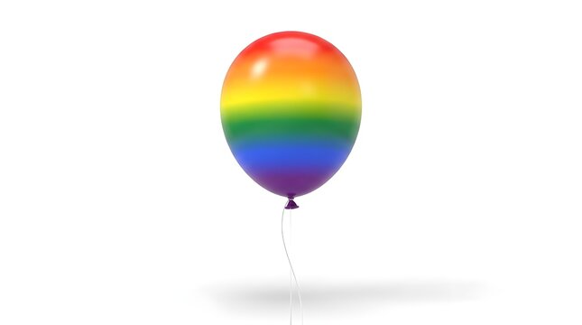 Rainbow colored balloon with string