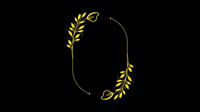 Elegant Wedding Flower Wreath Animated Title Frame Alpha Channel