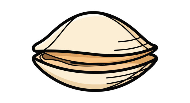 Vector Illustration of an Open Clam Shell Isolated on White Background for Seafood and Marine Design Projects