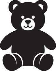 Obraz premium Black teddy bear sitting isolated on white background, vector illustration