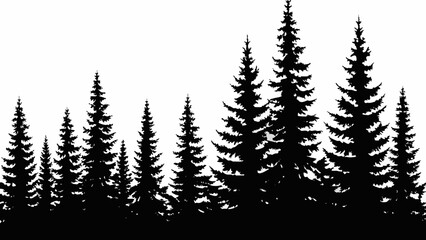 forest silhouette with pine trees on white background high quality professional © Prosit