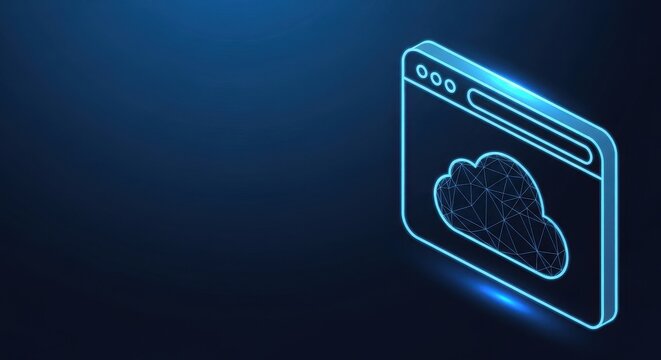 Digital Cloud Technology Interface with Networked Data Storage, Illustrating Futuristic Online Computing and Connectivity