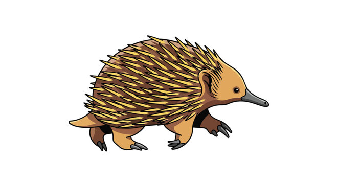 Short-beaked Echidna Vector Illustration - Australian Spiny Anteater Wildlife Isolated on White Background
