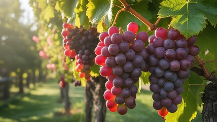 Fototapeta premium red grapes on vine