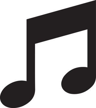 Black eighth note musical symbol isolated on transparent background