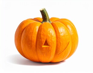 Obraz premium Classic Halloween Jack-o'-Lantern: Carved Orange Pumpkin Isolated on White for Seasonal Decor Ideas