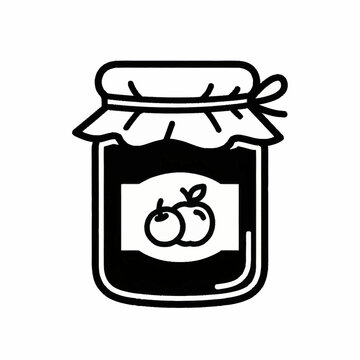 Blackberry jam in glass jar.