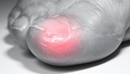 Fototapeta premium Close-Up of Human Toe with Painful Red Inflammation and Swelling