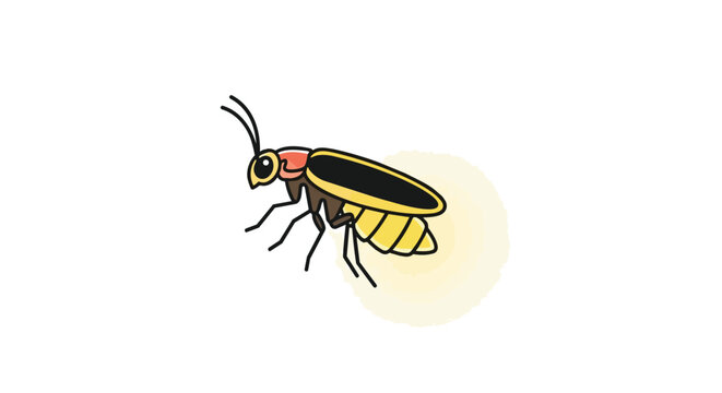 Glowing Firefly Illustration, Cute Lightning Bug Character Vector, Isolated Glowing Insect Graphic for Nature Design