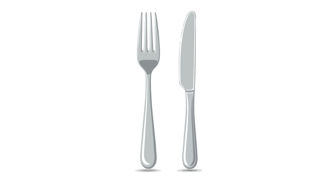 Silver Fork and Knife Cutlery Set Vector Illustration Isolated on White Background for Dining and Restaurant Design