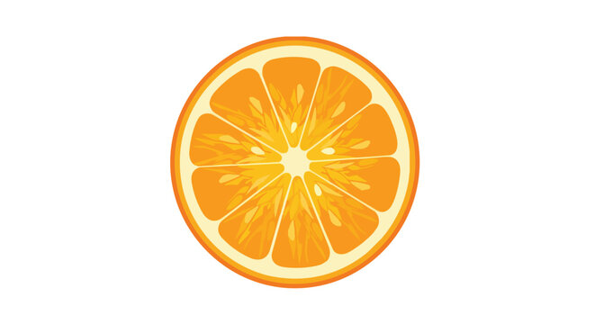 Fresh Orange Slice Vector Illustration - Isolated Citrus Fruit Round Cross Section with Juicy Segments on White Background