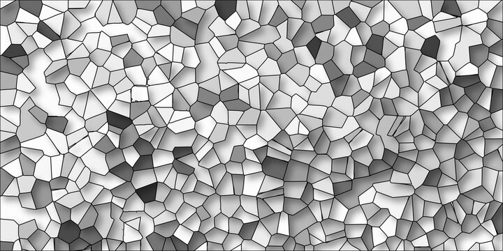 Detailed grayscale abstract tessellation of irregular polygons with subtle shading and outlines creating a complex textured background for design