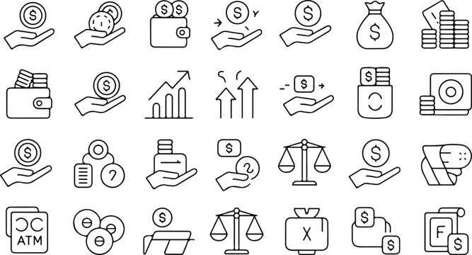 Collection of Finance and Money Related Icon Set