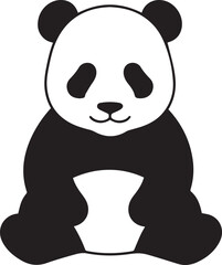 Obraz premium Black and white panda bear sitting isolated on transparent background