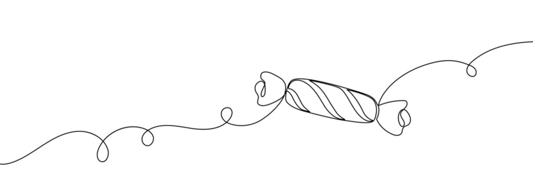 Continuous one line candy drawing art cane shop cotton peppermint. Candy line border icon vector cream caramel doodle ice sweet gelato storenlollypop lolly white popsicle outline isolated linear pop