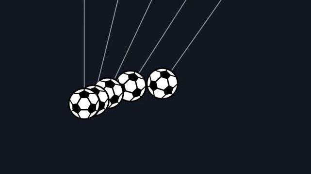 Newtons Cradle Soccer Balls Motion.