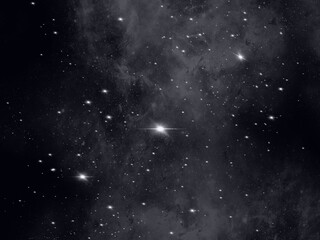Fototapeta premium The sky was full of stars and clouds, with a faint white mist.