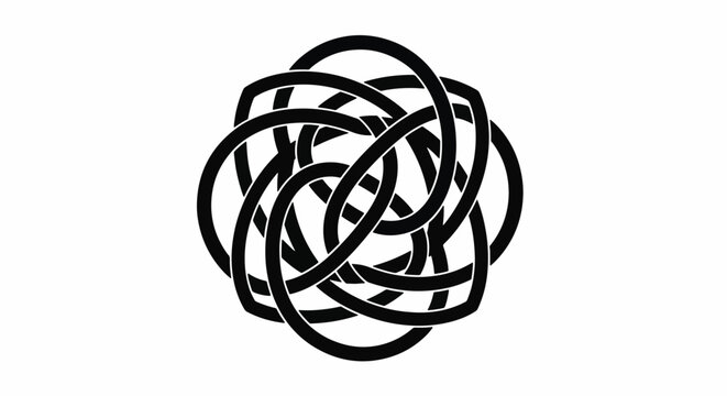 Celtic Knot Design Black and White Sacred Geometry Abstract Symbol.