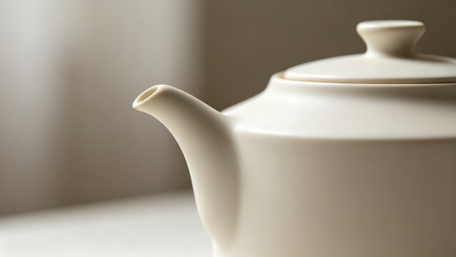 unanimity. A minimalist ceramic teapot with a seamless spout and smooth curves. bar promotions, beverage menus, designed for food & beverage menus and cafe branding, enhances appetite appeal.