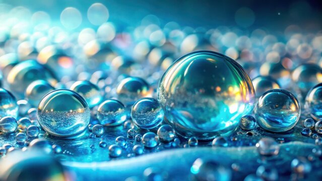 A mesmerizing array of vibrant blue spheres, glistening with an ethereal luminescence, creating a captivating visual spectacle of aquatic-like orbs.