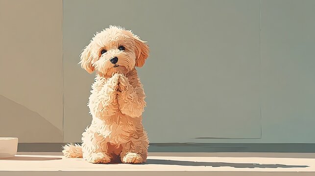お願いポーズをする子犬 かわいいトイプードルのしぐさ