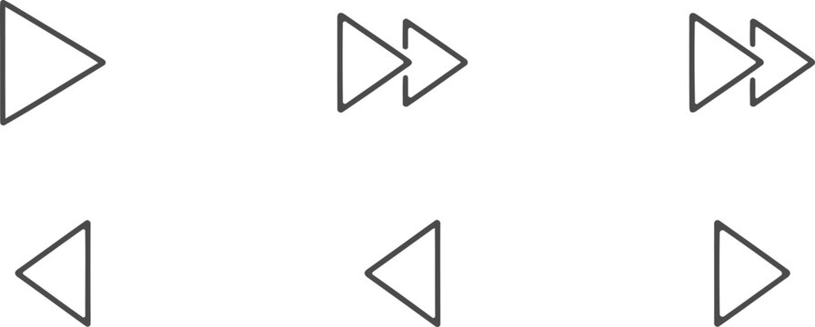 Simple black and white icons depicting play pause and fast forward controls
