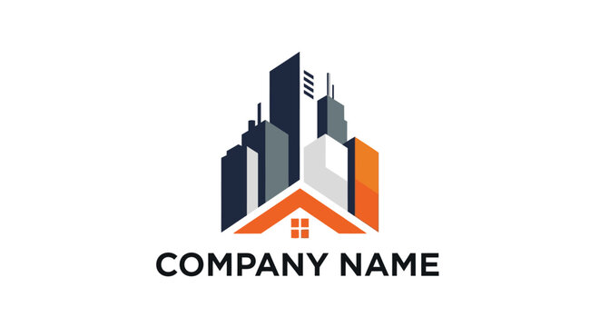 Company name with cityscape logo design.