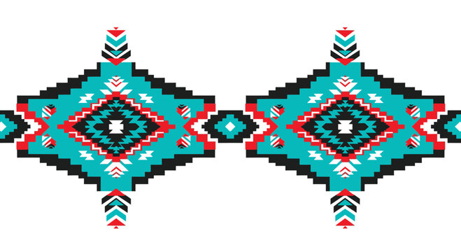 Navajo Tribal Pattern Seamless Border Textile Design