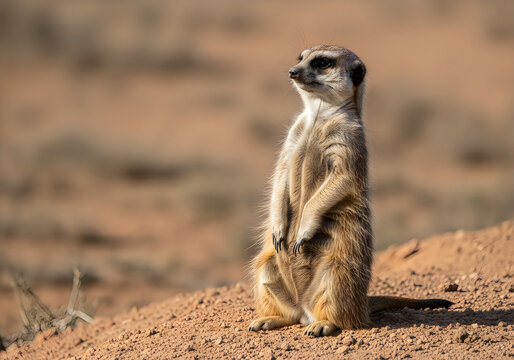 Alert meerkat standing tall a portrait of vigilance in the african savanna ecosystem