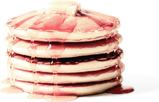 Halftone pop art graphic pancake and design comic for retro print vector breakfast
