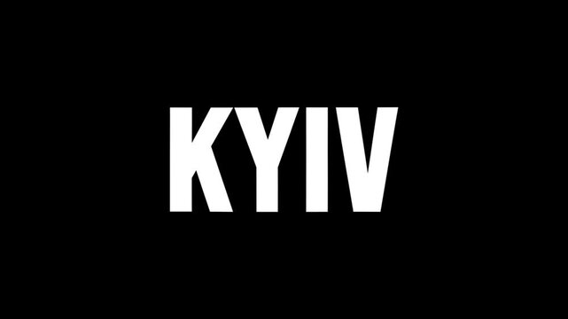 Kyiv text animation liquid distortion glitch abstract deformation isolated on black background
