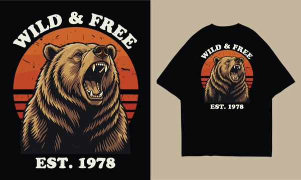 Retro bear t shirt design 