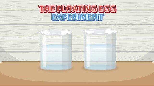 Floating egg experiment shows difference between fresh water and salt water.