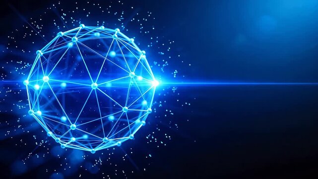 Blue glowing network sphere
