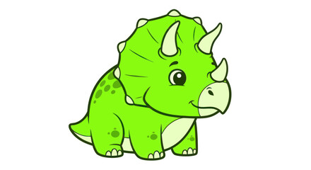 Cute cartoon triceratops dinosaur, green, isolated on white background, illustration © albab