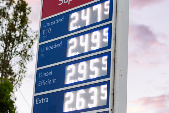 Cost of living shown in rising petrol prices at service station at the end of the day